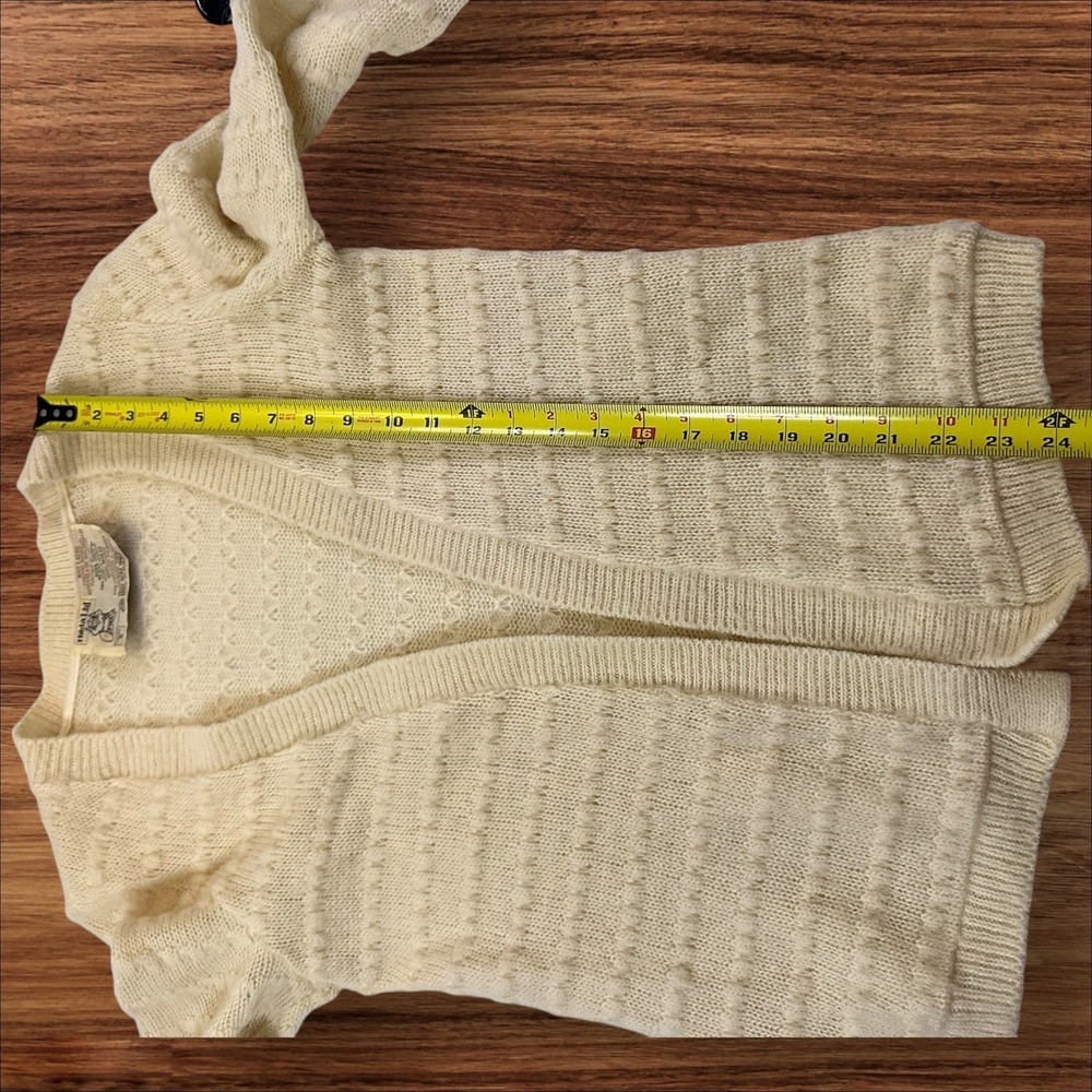 Vintage Hilda Ltd Iceland Wool Knit Cardigan Ladies S Cream Ivory Cozy - Picture 5 of 6